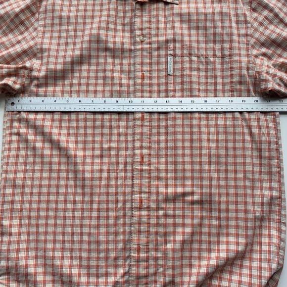 Columbia Short Sleeve Button Down Shirt  Orange & Cream Size S - Picture 7 of 8